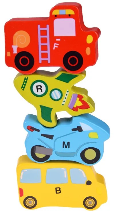 Drevené puzzle Vozidlá s písmenkami 27 dielikov Inlea4Fun