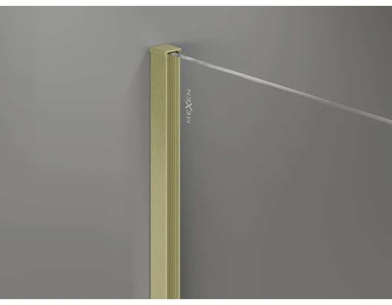 Mexen Kioto-X, sprchová zástena 140 x 200 cm, 10mm šedé sklo, zlatý matný profil, 800-140-101-55-40-X