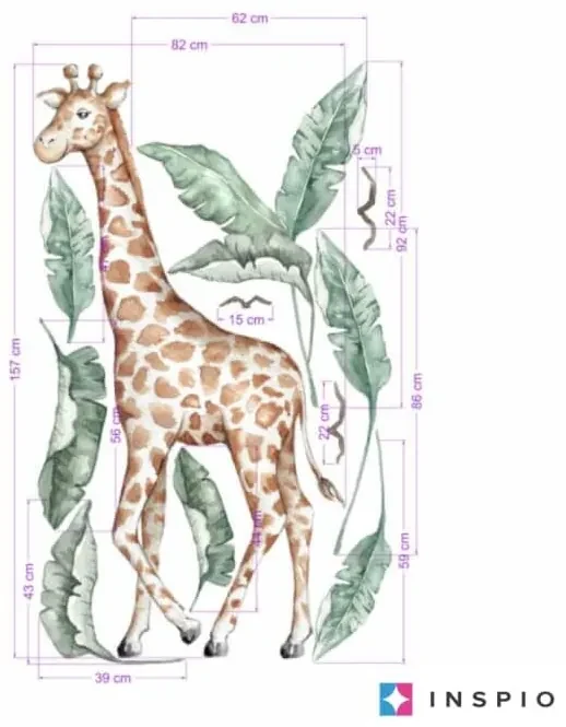 Textilné nálepky - Žirafa zo sveta SAFARI