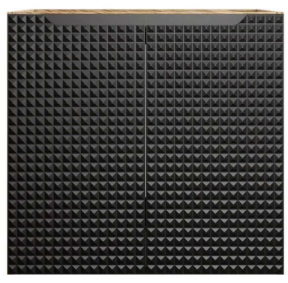 Závěsná skříňka Luxor Black s deskou a umyvadlem 90 cm černá/dub olejovaný