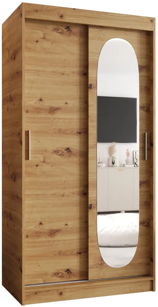 Šatníková skriňa 100 cm Ronny (dub artisan). Akcia -21%. Vlastná spoľahlivá doprava až k Vám domov. 1126043