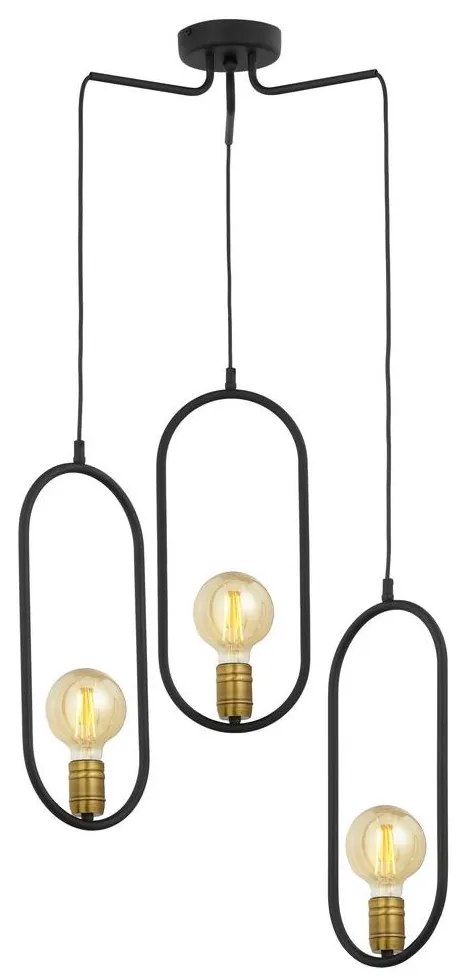 Jupiter 1818 - PI3 E27 - Luster na lanku PONTI 3xE14/40W/230V čierna