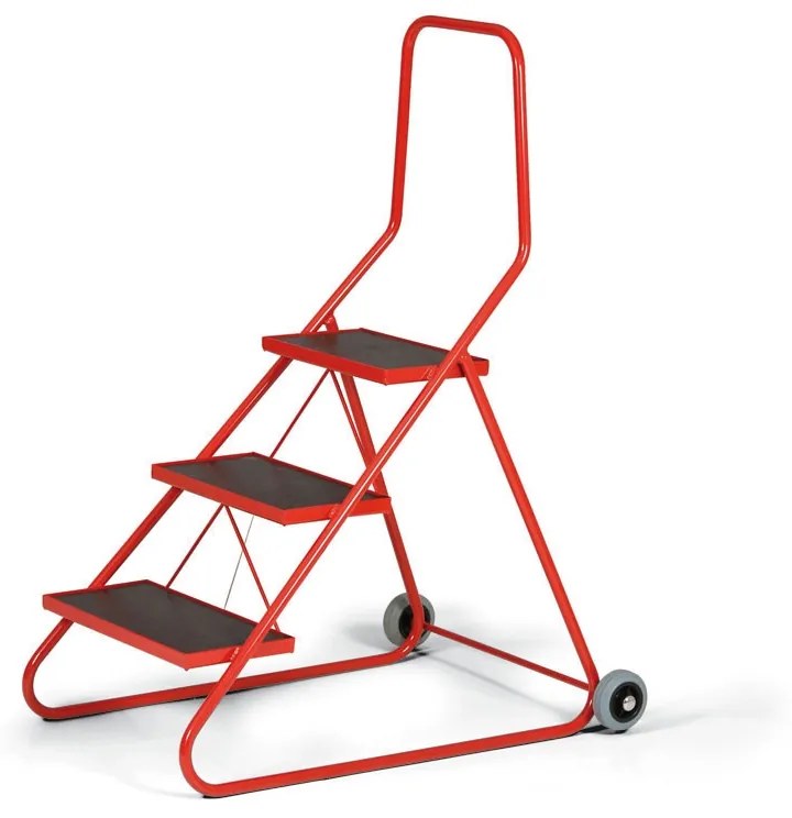 Oceľové mobilné schodíky, 3 stupne, výška plošiny 63 cm