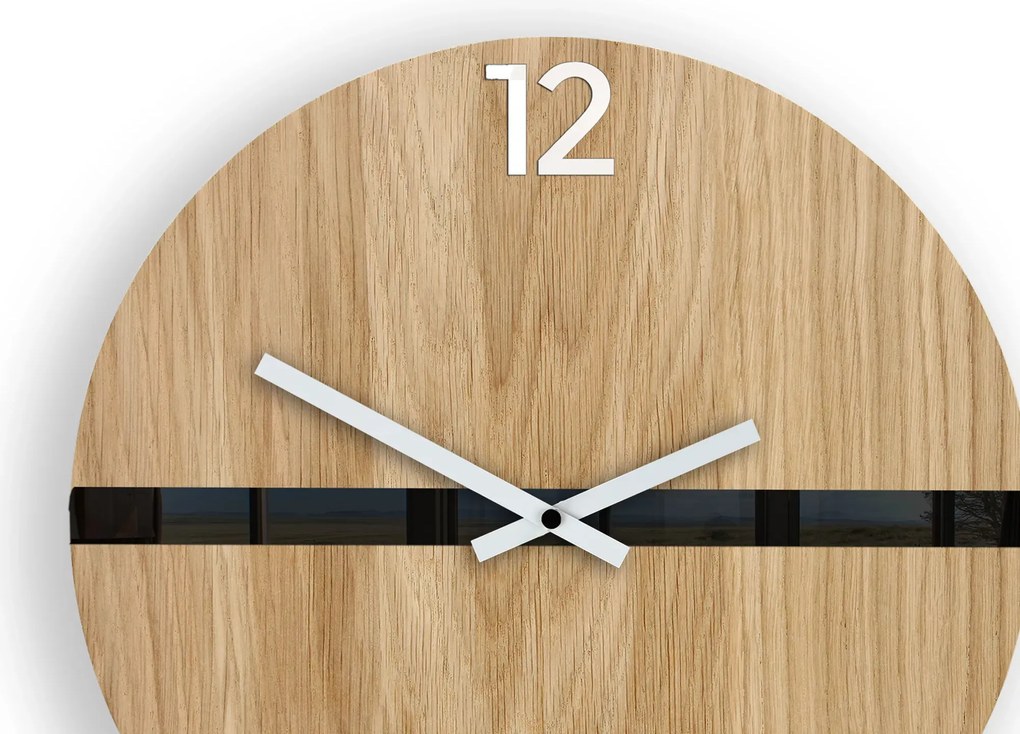 Dřevěné nástěnné hodiny Ramzes 33 cm dub přírodní/černé