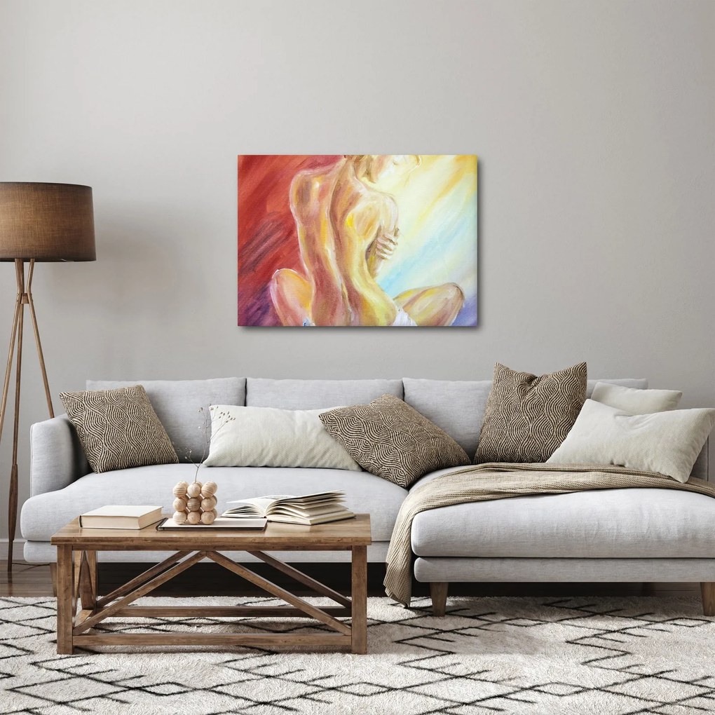 Obraz odpočívajúce ženy, olejomaľba (70x50 cm)