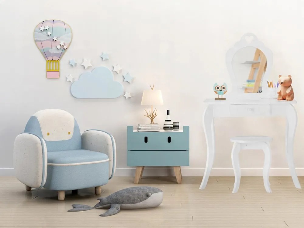 Detský toaletný stolík na maľovanie v bielej farbe