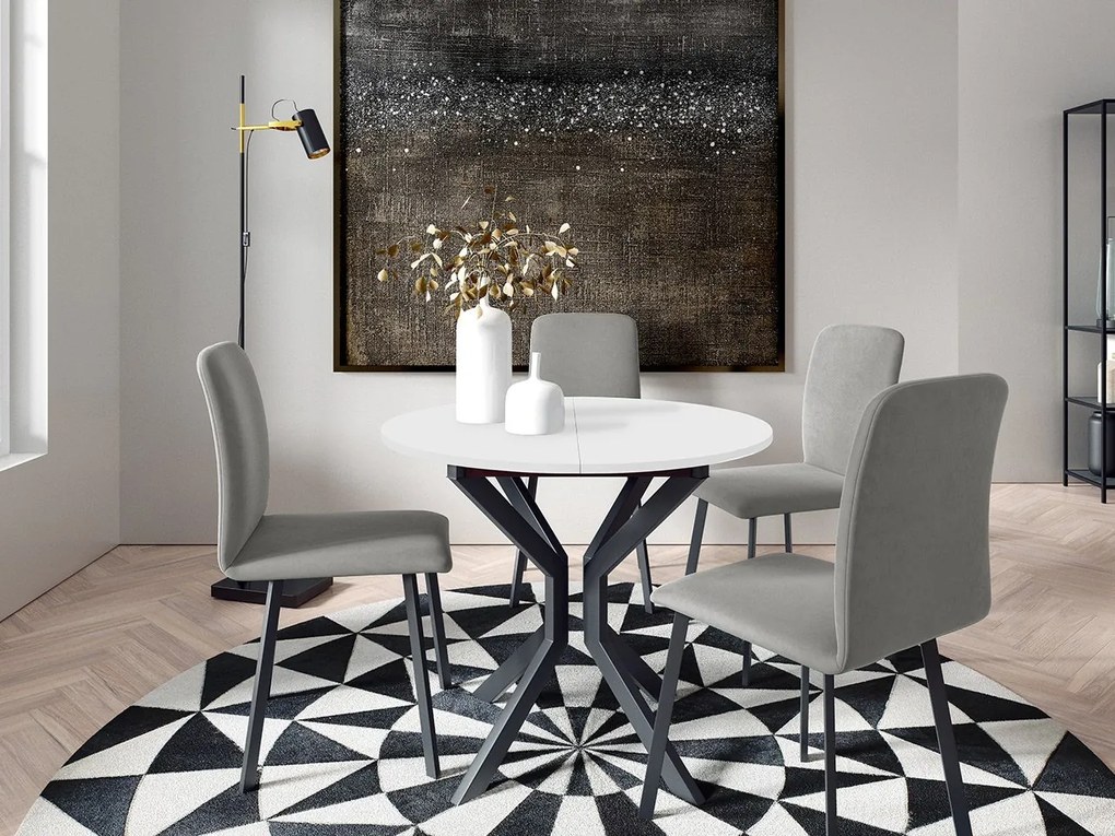Jedálensky set so 4 stoličkami Kirtore M 90, Farby:: Amor Velvet 4318, Farby:: sivý mramor / čierna