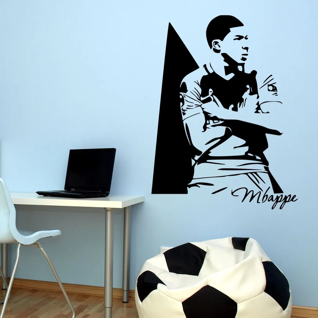 Veselá Stena Samolepka na stenu na stenu Kylian Mbappé Farba: černá