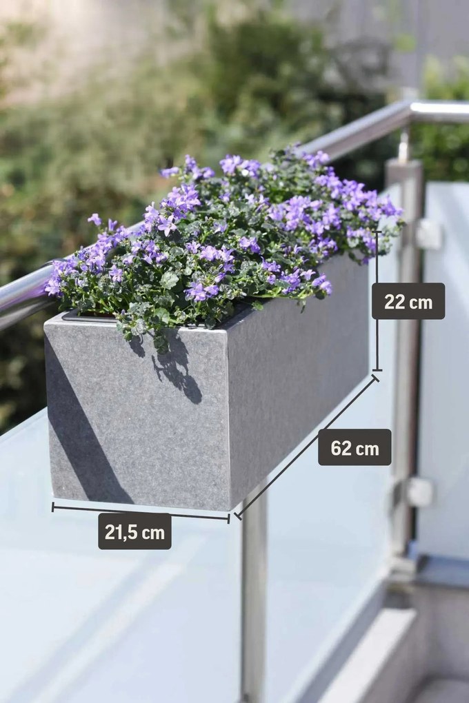 Balkónový hrantík BENNO, vláknocement, šírka 62 cm, sivý