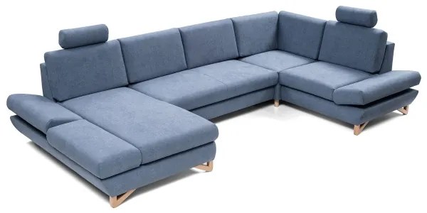Rozkladacia rohová čalúnená sedacia súprava s úložným priestorom do U AVESTA modrá