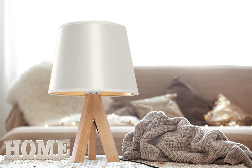 Toolight - Nočná stolová lampa E27 60W APP976-1T, biela-hnedá, OSW-06683