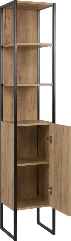 Comad Doplnková kúpeľňová skrinka vysoká Brooklin 35 zlatý dub craft/čierna