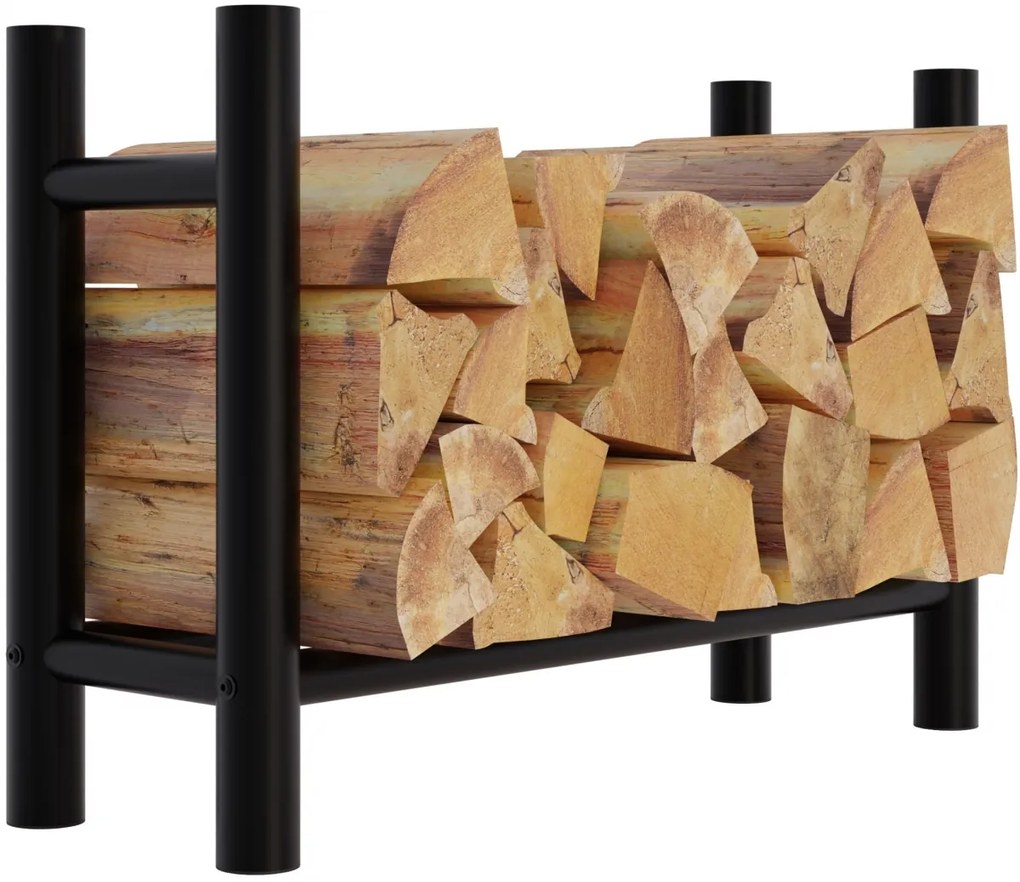 Stojan na drevo Medya round - 30x80x60 cm, kov čierny