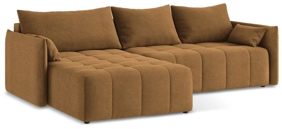 Terakotová rozkladacia/s úložným priestorom rohová pohovka (ľavý roh/s leňoškou) Moku – Makamii