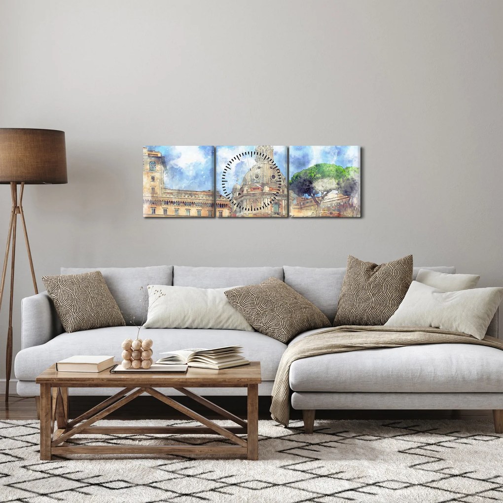 Obraz - Kostol Santa Maria di Loreto, Rím, Taliansko (s hodinami) (90x30 cm)