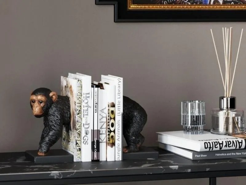 Chimp zarážka na knihy dvojdielna čierno-hnedá