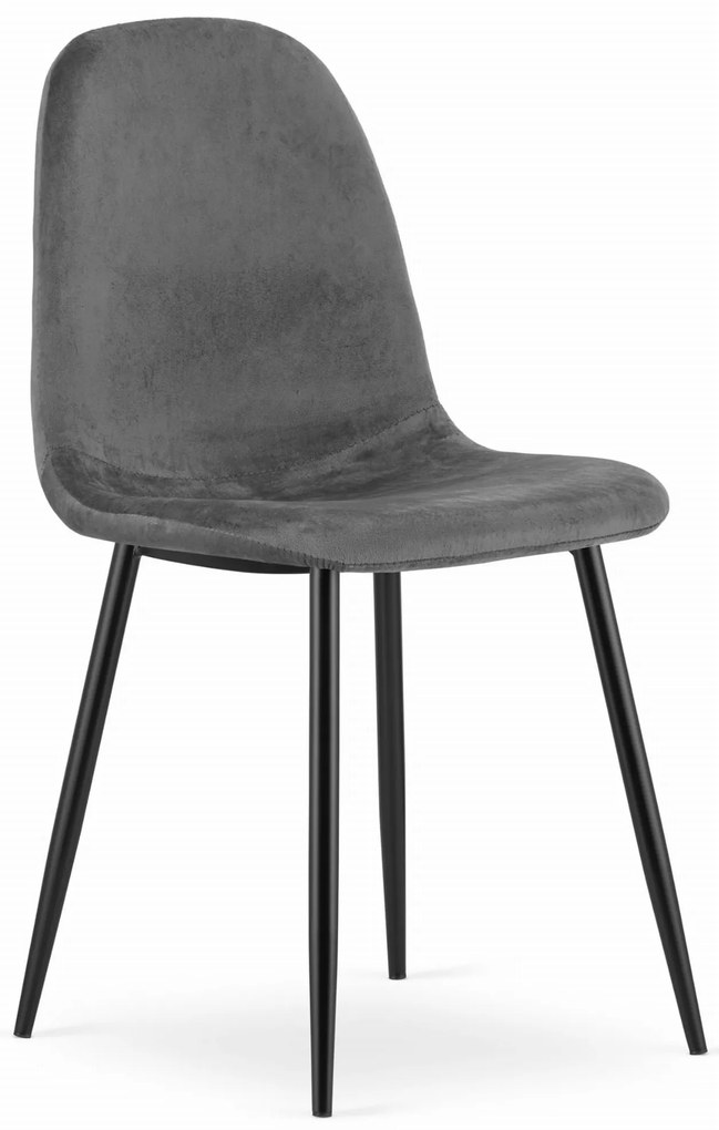 AKCIA Tmavosivá zamatová stolička COMO s čiernymi nohami II. akosť