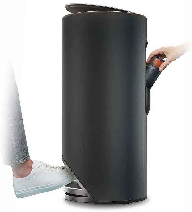 Matne čierny nášľapný kovový odpadkový kôš 30 l Arc – Joseph Joseph