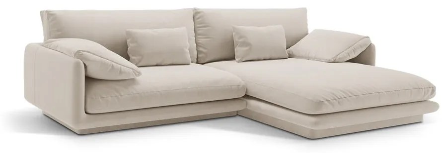 Biela zamatová rohová pohovka (pravý roh/s leňoškou) Torino – Micadoni