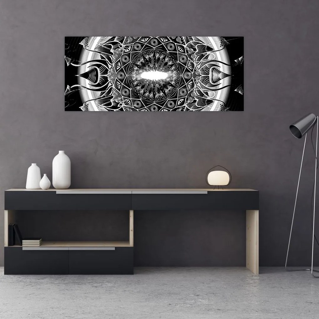 Obraz čiernobielych ornamentov (120x50 cm)