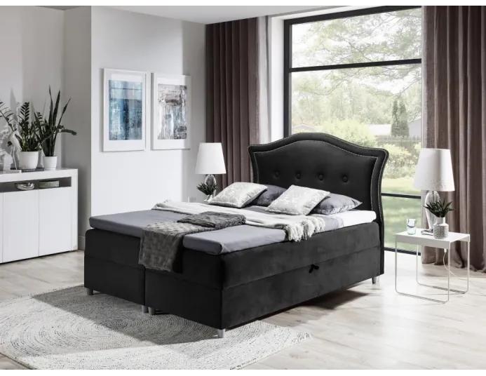 Elegantná rustikálna posteľ Bradley 180x200, čierna + TOPPER