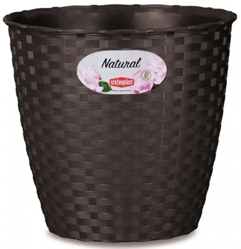 Obal na kvetináč NATURAL plastový 14x13cm tmavohnedý