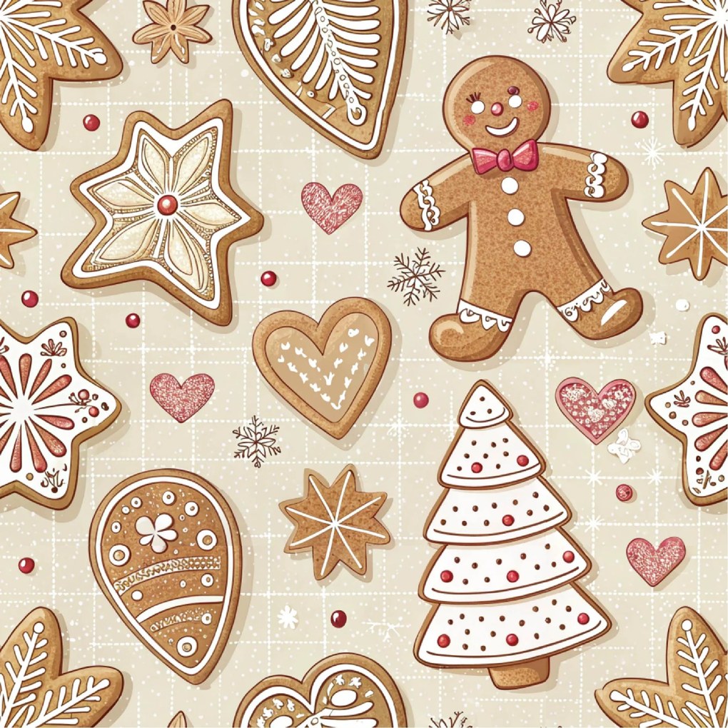 Bavlnené obliečky GINGERBREAD JOY béžové Rozmer obliečky: 70 x 90 cm | 140 x 220 cm