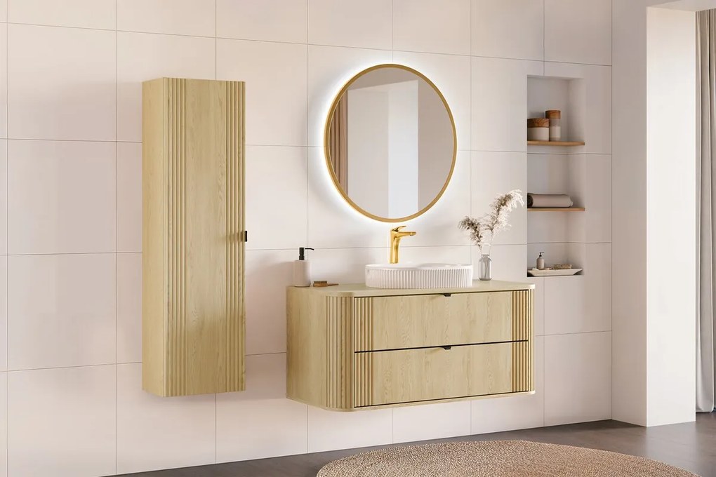 Kúpeľňová zostava Ovalia so skrinkami 120 cm dub Cremona