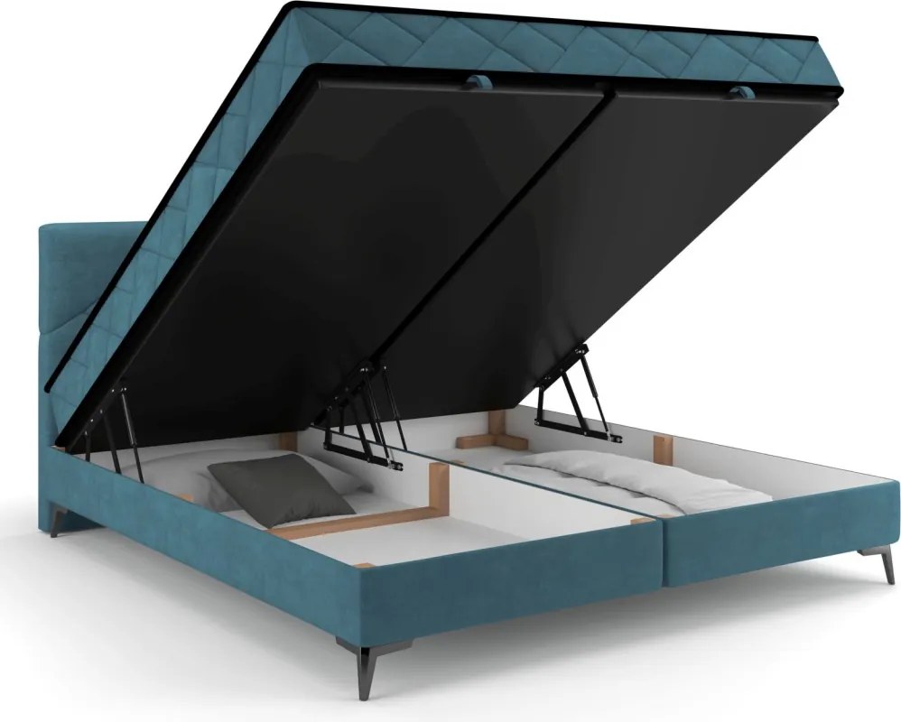 Posteľ Parana 180x200 cm, modrá aqua zamatová látka