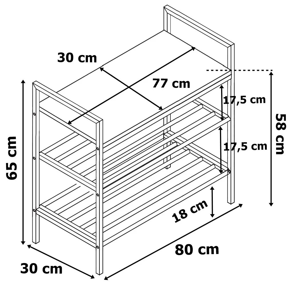 Botník TEVEA 2 police rustikálne hnedá