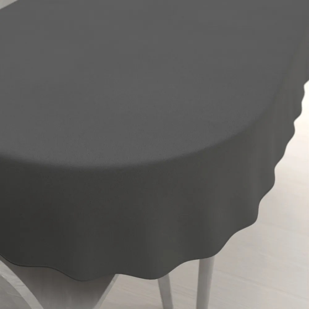 Biante Veľký dekoračný oválny obrus BKU-119 Antracitovo sivý 200x260 cm