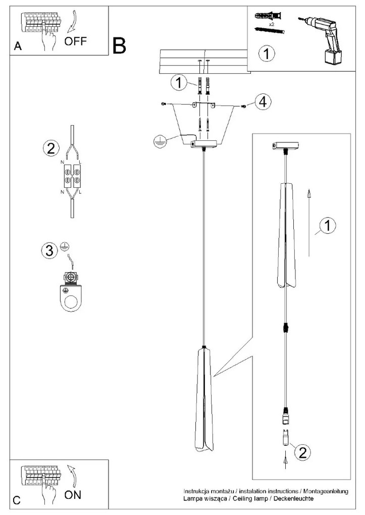 Sollux Lighting Hängeleuchte PRYSM 1 weiß