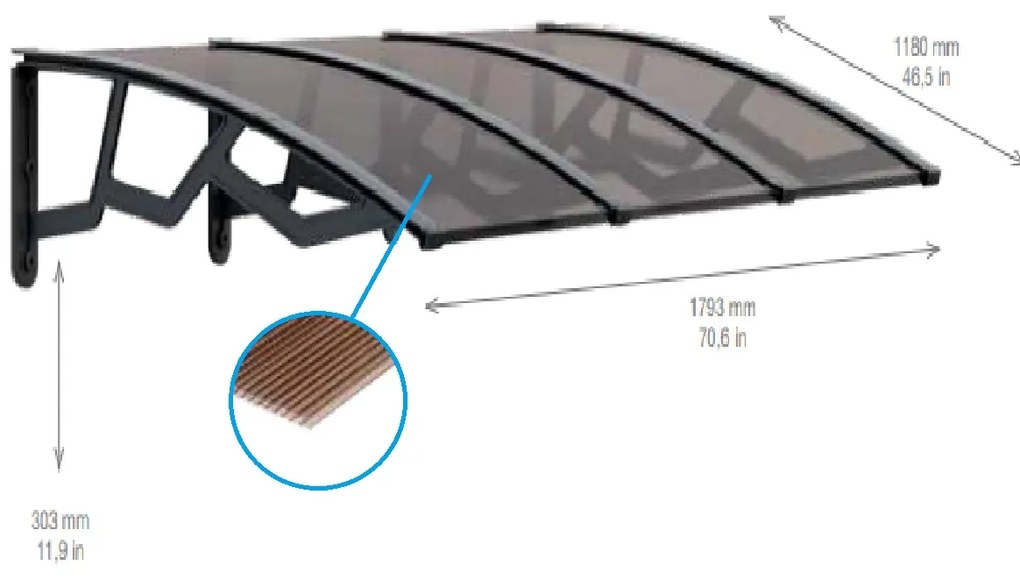 ARTPLAST Vchodová strieška 120x180cm, dymová