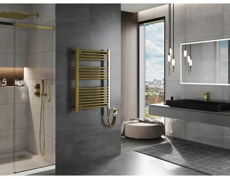 Mexen Mars, elektrické vykurovacie teleso 900 x 600 mm, 300 W, zlatá lesklá, W110-0900-600-2300-50