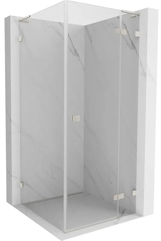 Mexen Lunar, L výklopný sprchový kút pravý 70 x 70 cm, 8mm číre sklo, oceľový profil, 834L-070-070-97-00-P