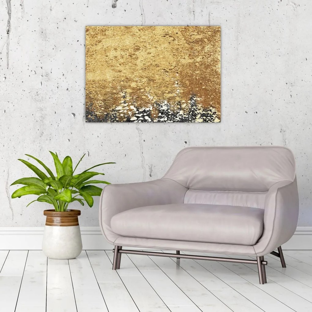 Sklenený obraz - Zlatá štruktúra N⁰3 (70x50 cm)