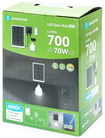 Aigostar - LED Solárny luster LED/70W/12V 6000 mAh 6500K pr. 12 cm