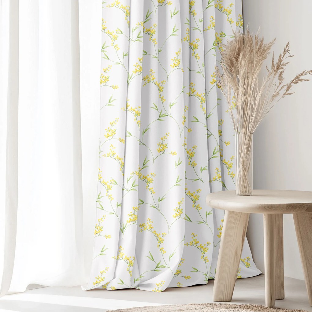Goldea dekoračný záves - kvety mimózy 140x150 cm