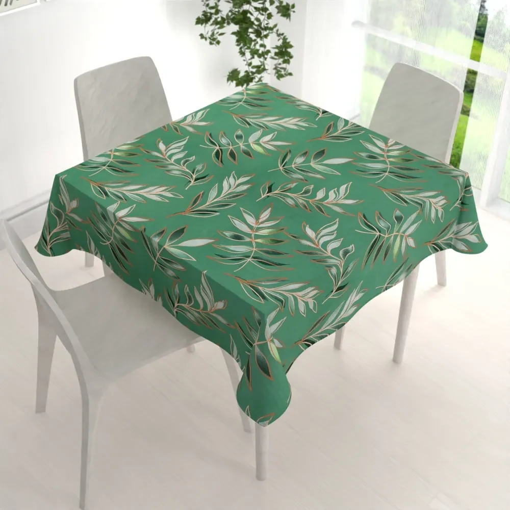 Biante Bavlnený štvorcový obrus Sandra SA-435 Popínavé listy na zelenom 110x110 cm