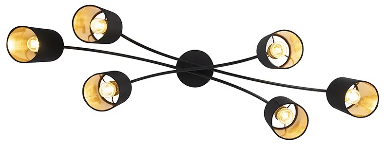 Moderné stropné svietidlo čierne 6-žiarovkové - Lofty