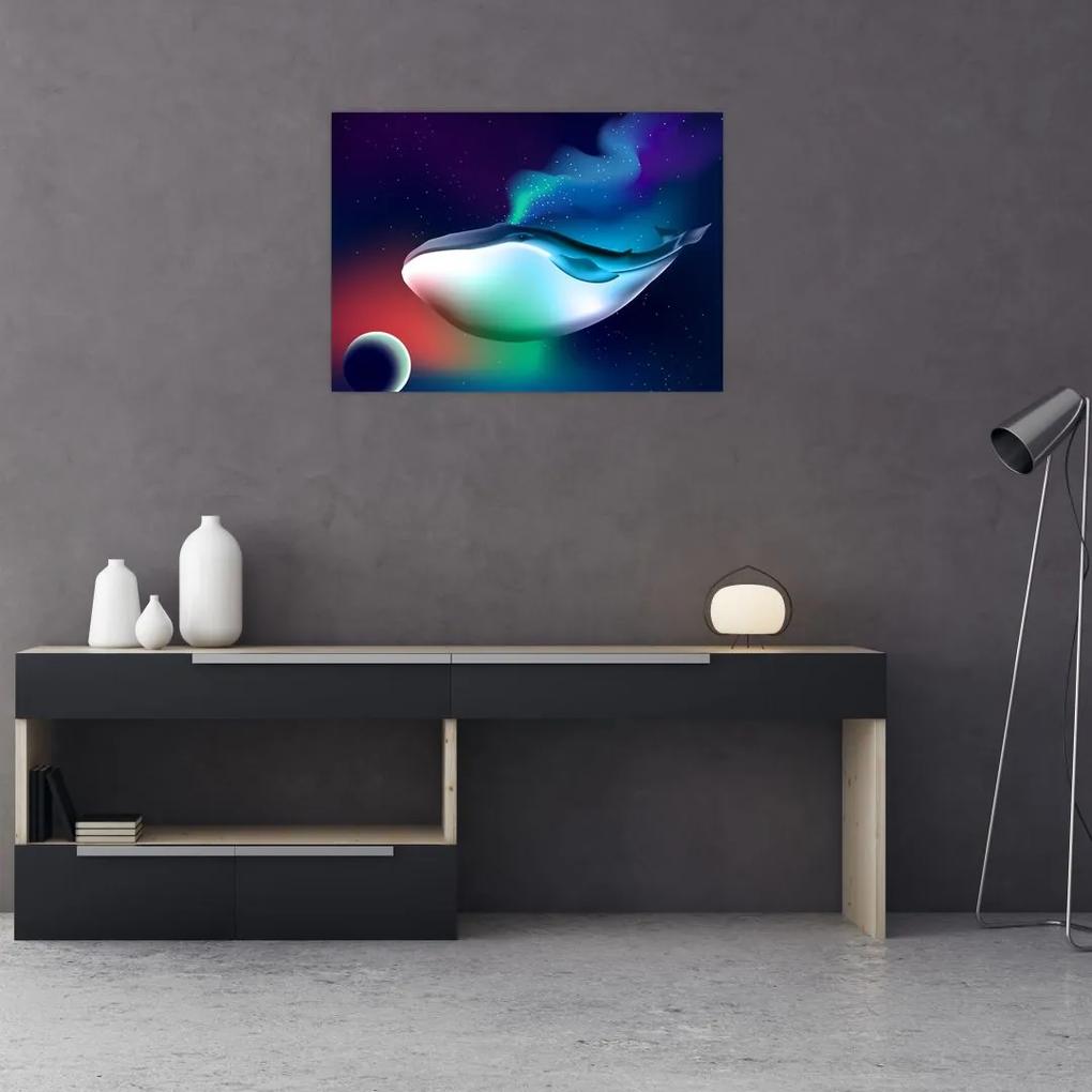 Sklenený obraz - Vesmírna veľryba (70x50 cm)