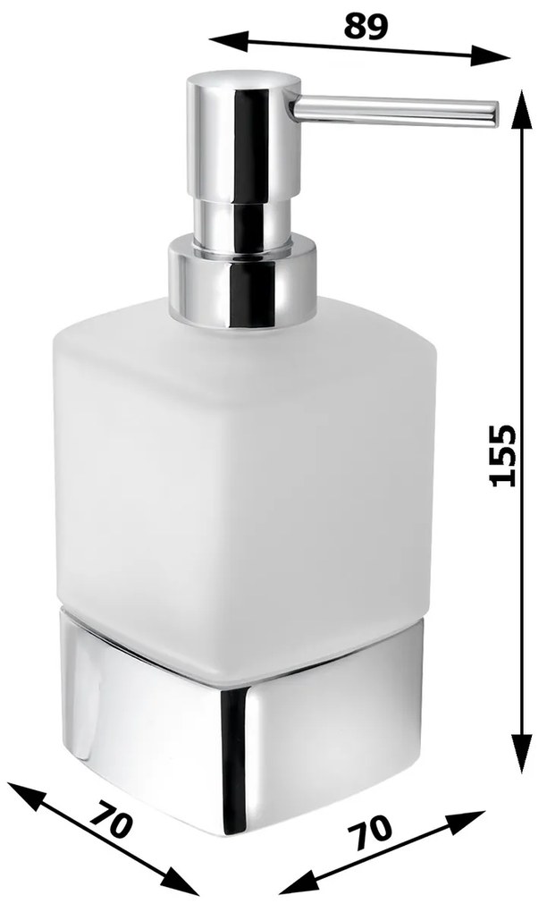 GEDY 545513 Lounge dávkovač mydla na postavenie 280 ml, mliečne sklo/chróm