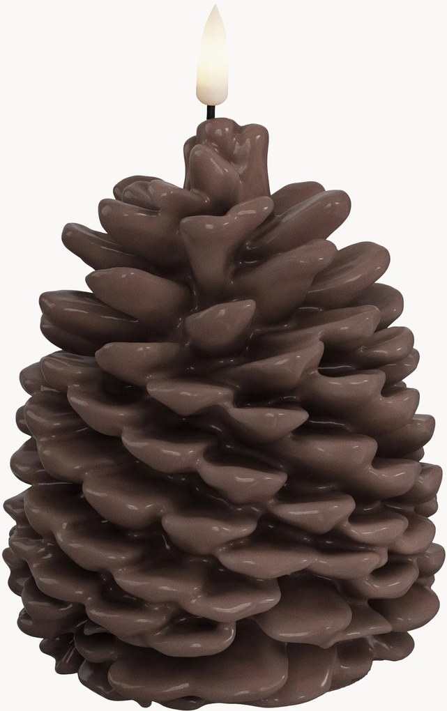 Ručne vyrobená vianočná LED sviečka's efektom plameňa Pine Cone, V 13 cm