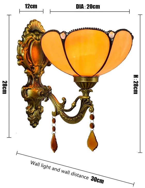 Tiffany nástenná lampa Empir Wall 133 HuizhouOufuLighting v28xš20,sklo/kov,40W