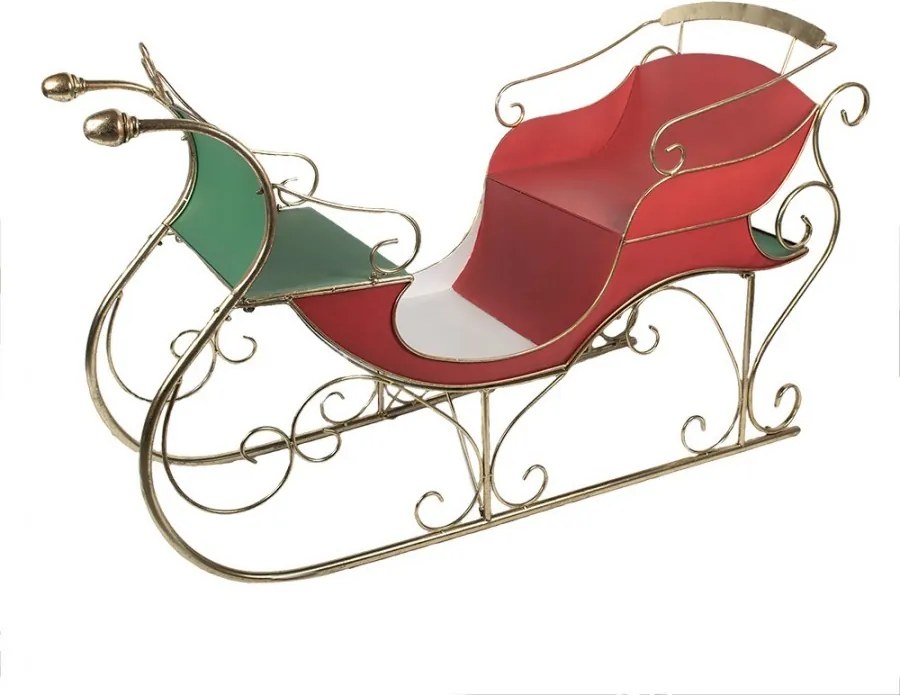 Červeno-zlaté veľké kovové sane Christmas Sleigh - 169*67*106 cm