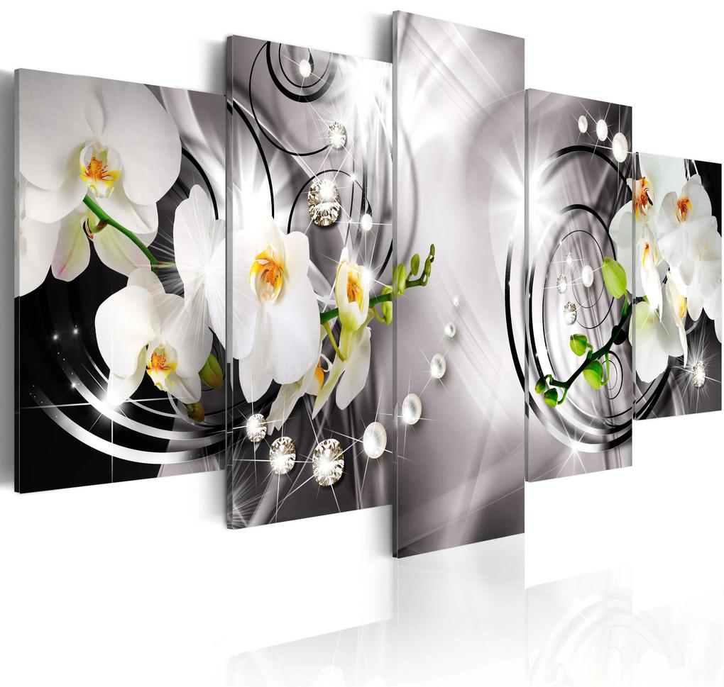 Artgeist Obraz - Orchid, pearls and diamonds Veľkosť: 225x112.5, Verzia: Premium Print