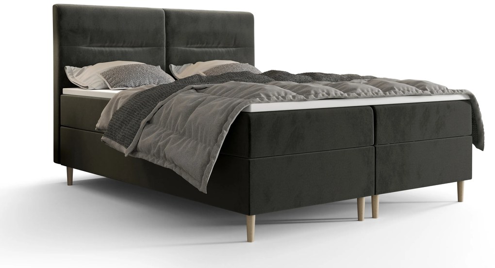 Manželská posteľ Boxspring 180 cm Saruta (tmavosivá) (s matracom a úložným priestorom). Akcia -21%. Vlastná spoľahlivá doprava až k Vám domov. 1047389