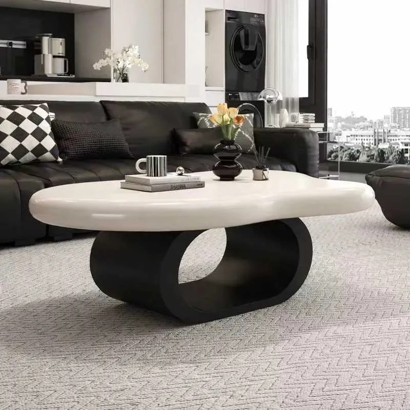 LuxuryForm DESIGN Konferenčný stolík DECO 120 × 79 cm – biely, čierna podnož - II. akosť