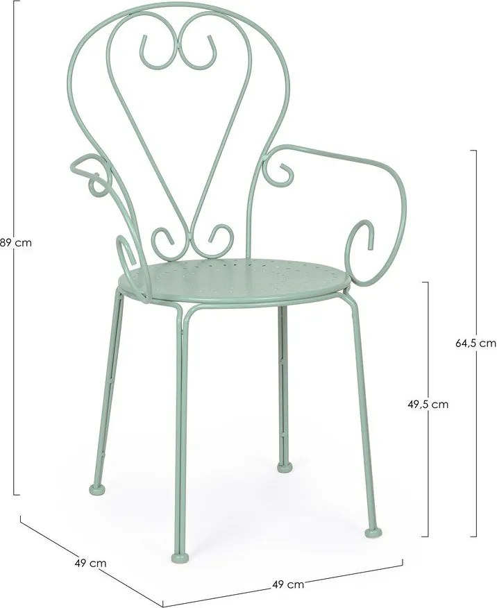 Kovová záhradná stolička v mentolovej farbe Etienne – Bizzotto