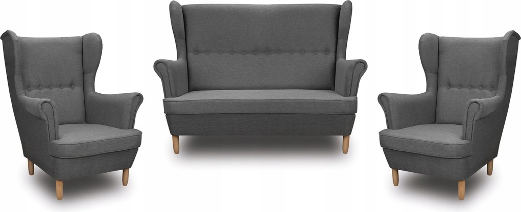 Štýlová Súprava Do Obývačky Dvojitá Pohovka Uszak 2x Kreslo Denver Grafit